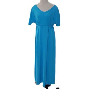 CT1778 UV Skinz Sunwear UPF 50+Turquoise Short Sleeve Maxi Dress L